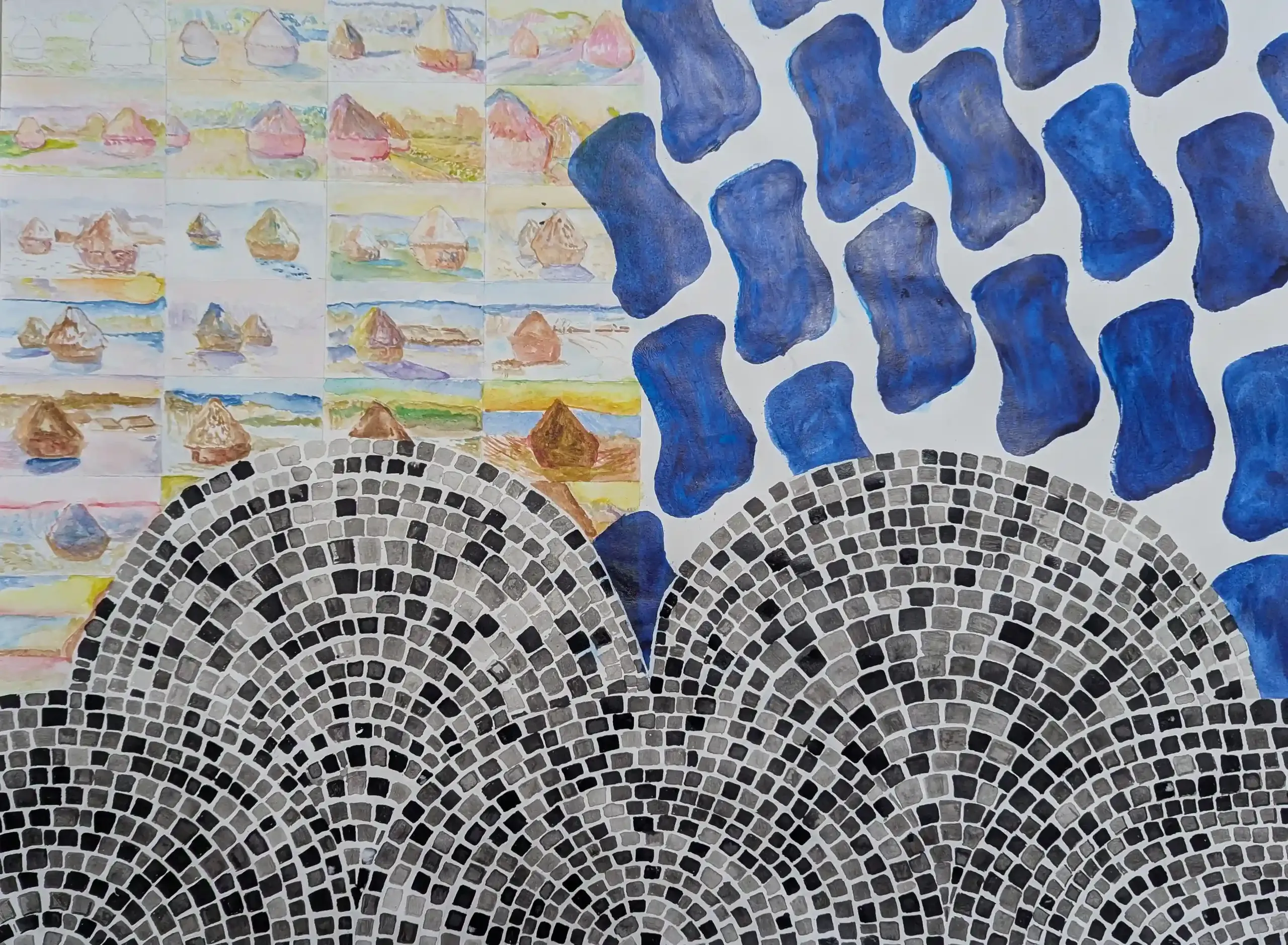 Planche contact d'inspirations, pastiche d'artistes